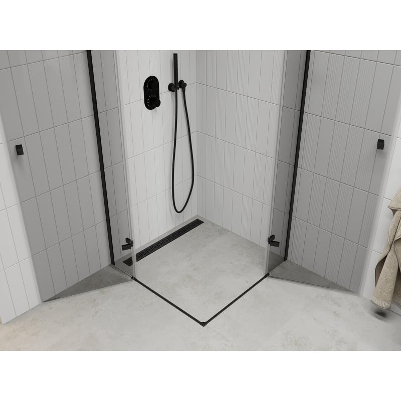 Mexen Roma Duo Duschkabine mit Drehtür 70 x 70 cm, transparent, schwarz - 854-070-070-70-00-02