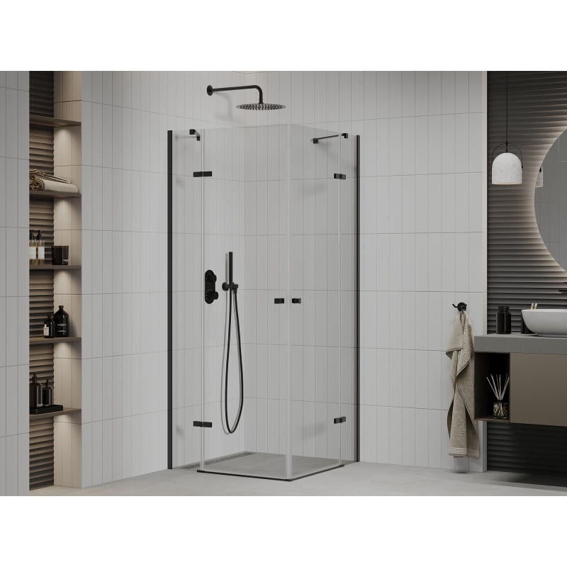 Mexen Roma Duo Duschkabine mit Drehtür 70 x 70 cm, transparent, schwarz - 854-070-070-70-00-02