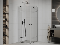 Mexen Roma Duo cabine de douche pivotante 90 x 90 cm, transparent, noir - 854-090-090-70-00-02