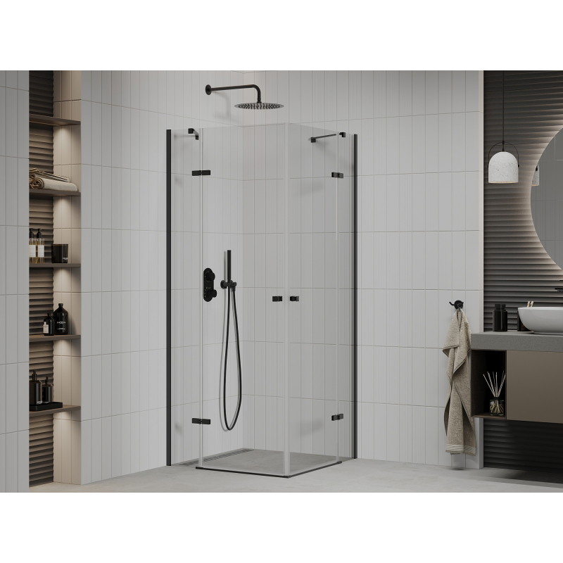 Mexen Roma Duo klizna tuš kabina 100 x 100 cm, prozirna, crna - 854-100-100-70-00-02