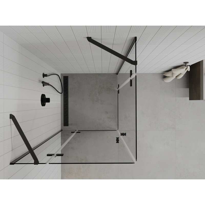 Mexen Roma Duo kabina prysznicowa uchylna 100 x 100 cm, transparent, czarna - 854-100-100-70-00-02