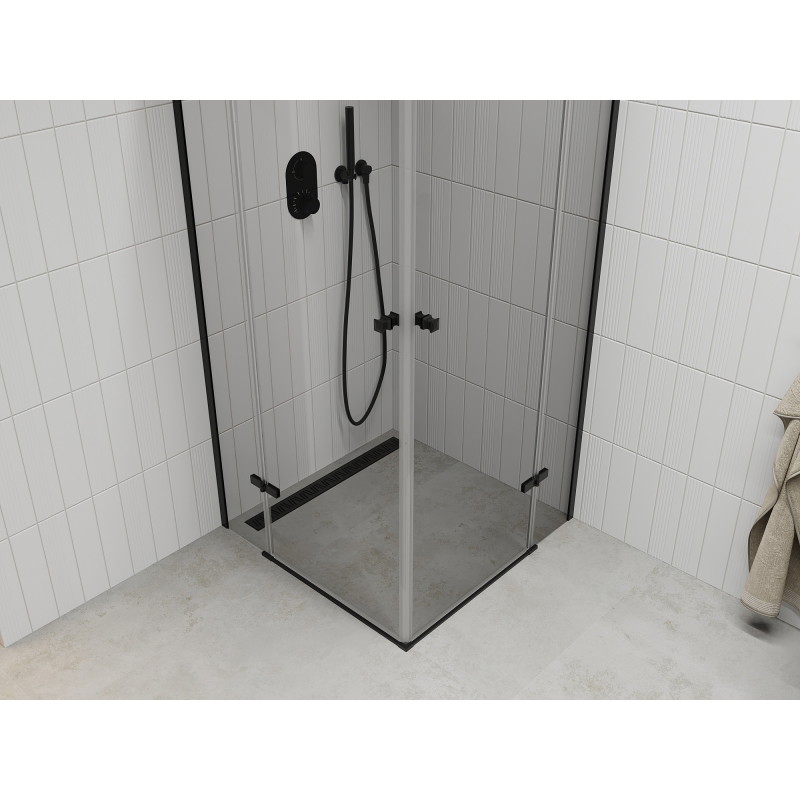 Mexen Roma Duo kabina prysznicowa uchylna 100 x 100 cm, transparent, czarna - 854-100-100-70-00-02