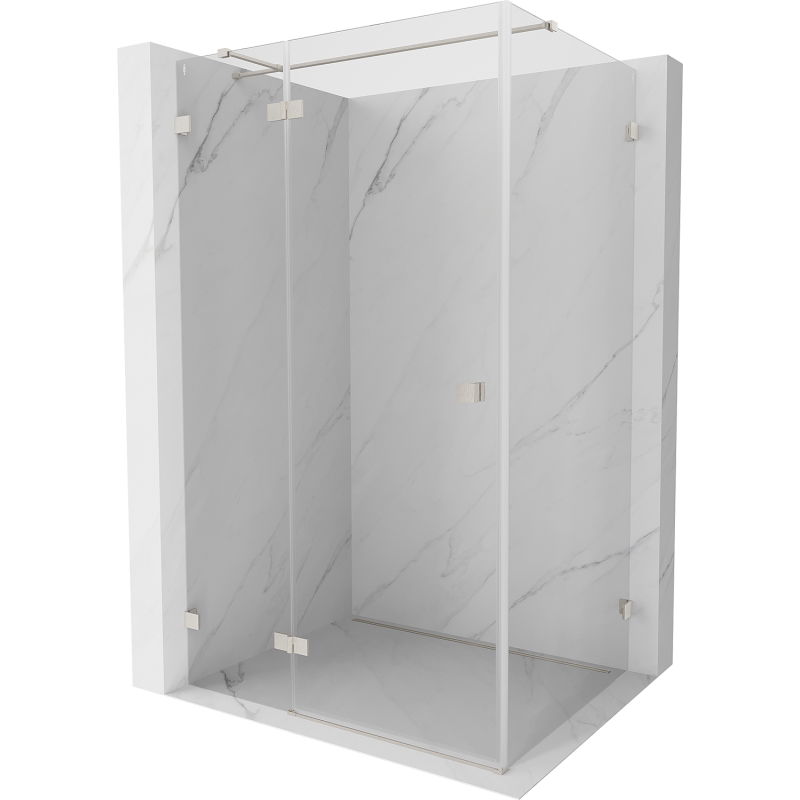 Mexen Lunar T Duschkabine schwenkbar links 140 x 80 cm, transparent, gebürsteter Nickel - 834T-140-080-97-00-L