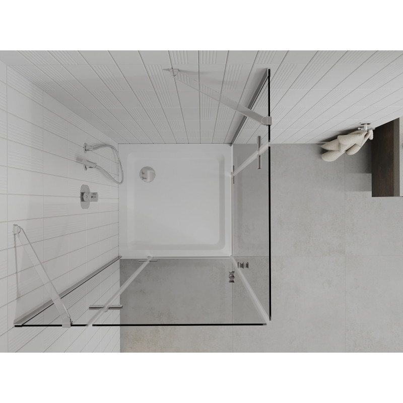 Mexen Roma Duo hinged dušinurk 80 x 80 cm, läbipaistev, kroom + Flat dušialus - 854-080-080-01-02-4010