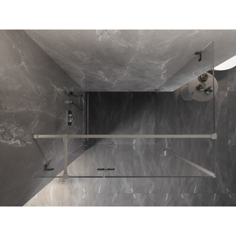 Mexen Lunar T tuš kabina s preklopnim vratima lijeva 115 x 100 cm, prozirna, brušeni nikal - 834T-115-100-97-00-L