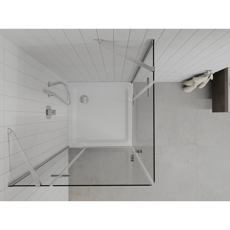 Mexen Roma Duo cabine de douche pivotante 90 x 90 cm, transparent, chrome + receveur Plat - 854-090-090-01-02-4010