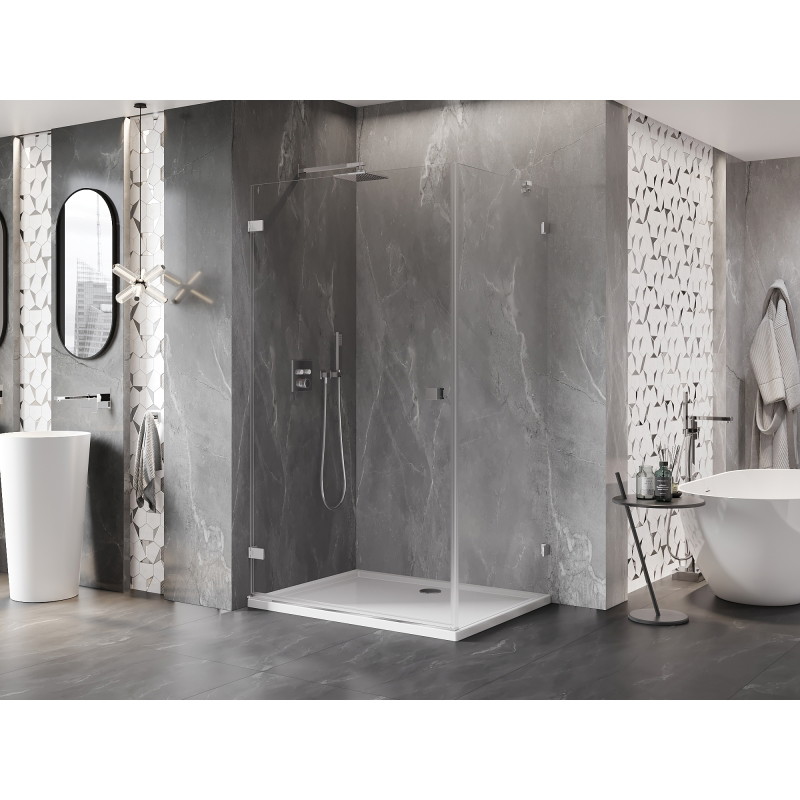 Mexen Lunar-B pööratava uksega vasak dušinurk 95 x 80 cm, läbipaistev, kroom - 832-095-080-01-00-L
