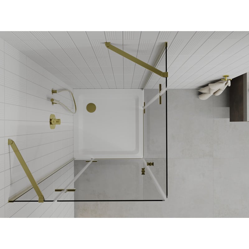 Mexen Roma Duo swingdeur douchecabine 70 x 70 cm, transparant, goud + Flat douchebak - 854-070-070-50-02-4010G