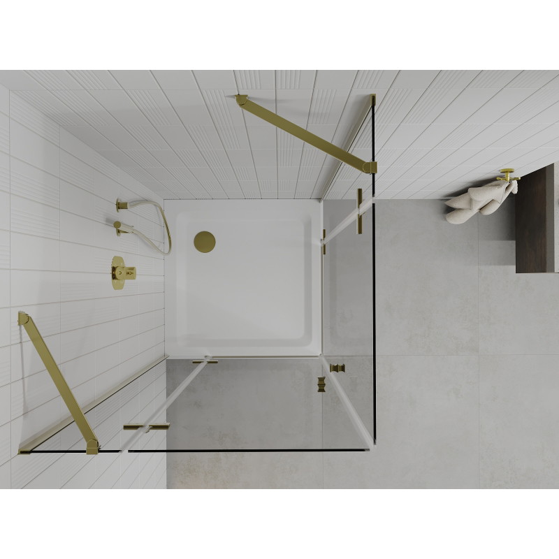 Mexen Roma Duo cabine de douche pivotante 90 x 90 cm, transparent, or + receveur plat - 854-090-090-50-02-4010G
