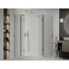 Mexen Roma Duo cabine de douche pivotante 90 x 90 cm, transparent, or + receveur plat - 854-090-090-50-02-4010G