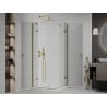 Mexen Roma Duo Duschkabine Schwingtür 100 x 100 cm, transparent, gold + Duschtasse Flat - 854-100-100-50-02-4010G