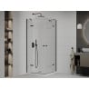 Mexen Roma Duo Duschkabine, aufklappbar, 70 x 70 cm, transparent, schwarz + Flat Duschwanne - 854-070-070-70-02-4010B
