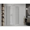 Mexen Roma Duschkabine schwenkbar 90 x 90 cm, transparent, Chrom + Duschwanne Flat - 854-090-090-01-00-4010