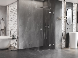 Mexen Lunar T cabina doccia a battente destra 110 x 110 cm, trasparente, cromo - 834T-110-110-01-00-P