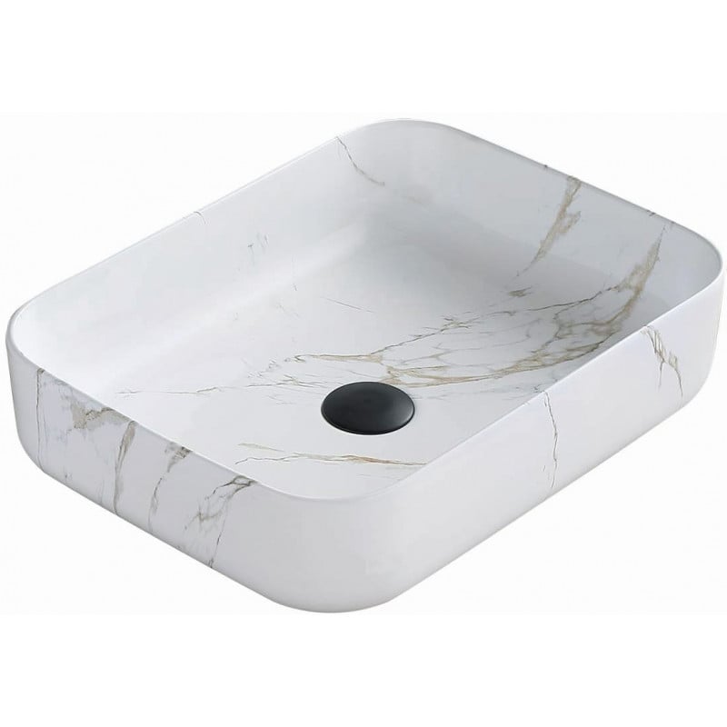 Mexen Carla pöytätason päällä oleva pesuallas 50 x 39 cm, valkoinen kivi - 21555091
