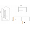 Mexen Vega rectangular bathtub 170 x 70 cm with casing and 1-wing screen 80 cm, black pattern fix - 550117070X9308007077