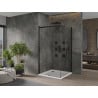 Mexen Omega Duschkabine zum Schieben 100 x 100 cm, transparent, schwarz + Flat Duschwanne, weiß - 825-100-100-70-00-4010B
