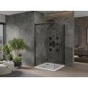 Mexen Omega sliding shower cabin 100 x 100 cm, transparent, black + Flat shower tray, white - 825-100-100-70-00-4010B