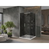 Mexen Omega verschiebbare Duschkabine 100 x 100 cm, Graphit, Chrom + Flat-Duschwanne, weiß - 825-100-100-01-40-4010