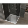 Mexen Omega cabina de ducha corrediza 100 x 100 cm, grafito, cromo + plato de ducha Flat, blanco - 825-100-100-01-40-4010