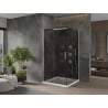 Mexen Omega kabina prysznicowa rozsuwana 100 x 100 cm, grafit, chrom + brodzik Flat, bialy - 825-100-100-01-40-4010