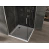Mexen Omega klizna tuš vrata 100 x 100 cm, grafit, krom + plitki tuš, bijeli - 825-100-100-01-40-4010
