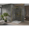 Mexen Omega Schiebedusche 100 x 100 cm, transparent, gold + Flat-Duschwanne - 825-100-100-50-00-4010