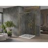 Mexen Omega schuifbare douchecabine 100 x 100 cm, transparant, goud + Flat douchebak - 825-100-100-50-00-4010