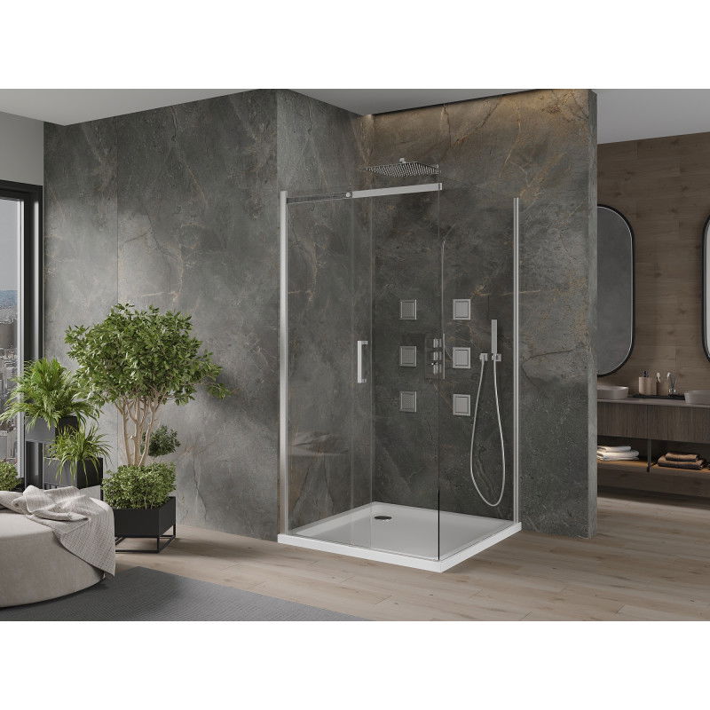 Mexen Omega cabine de douche coulissante 100 x 100 cm, transparent, chrome + receveur plat - 825-100-100-01-00-4010