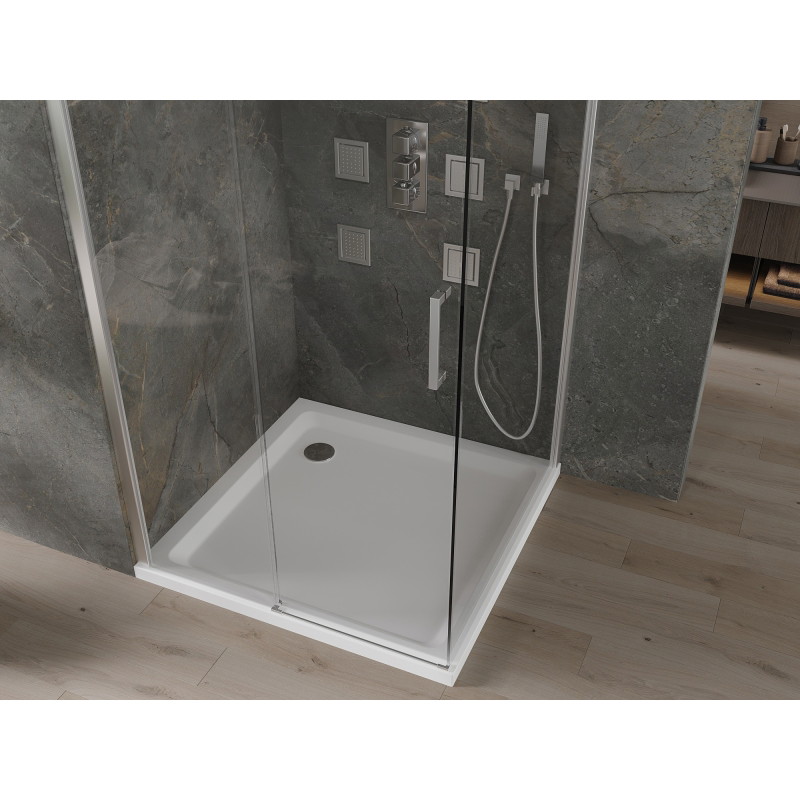 Mexen Omega liuglev dušinurk 100 x 100 cm, läbipaistev, kroom + Flat dušialus - 825-100-100-01-00-4010