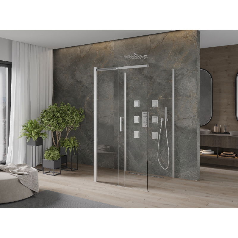 Mexen Omega-3S duschkabin 3-väggar, skjutbar 100 x 100 cm, transparent, krom - 825-100-100-01-00-3S