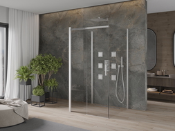 Mexen Omega-3S cabine de douche 3 parois, coulissante 100 x 100 cm, transparent, chrome - 825-100-100-01-00-3S