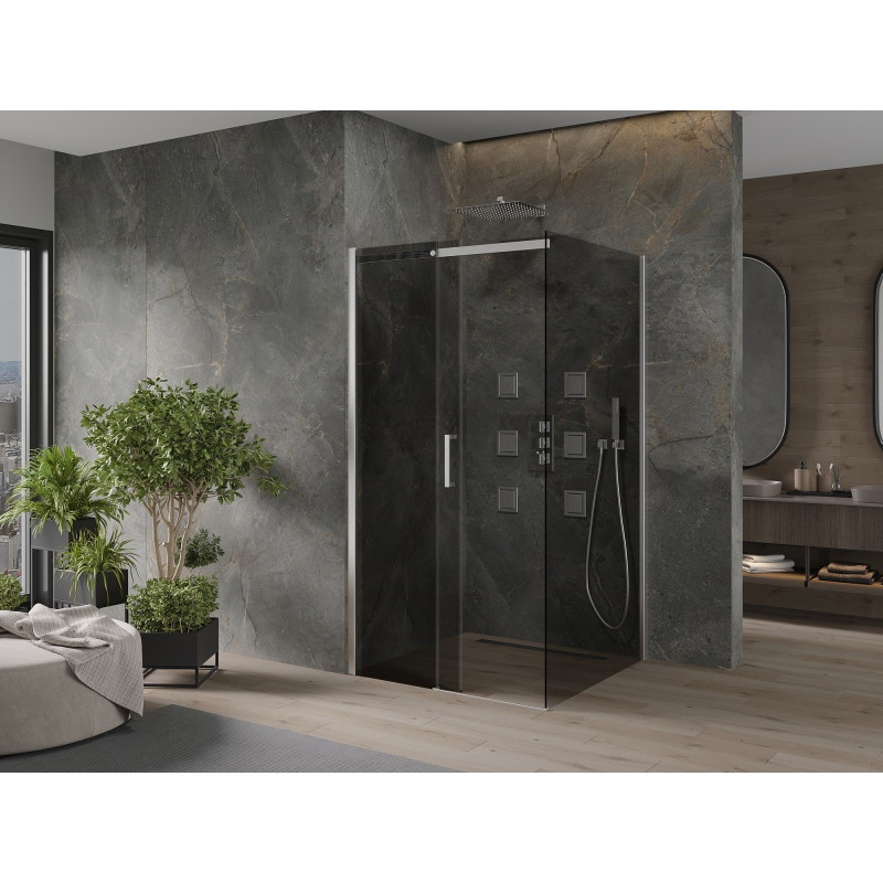 Mexen Omega klizni tuš kabinet 100 x 100 cm, grafit, krom - 825-100-100-01-40
