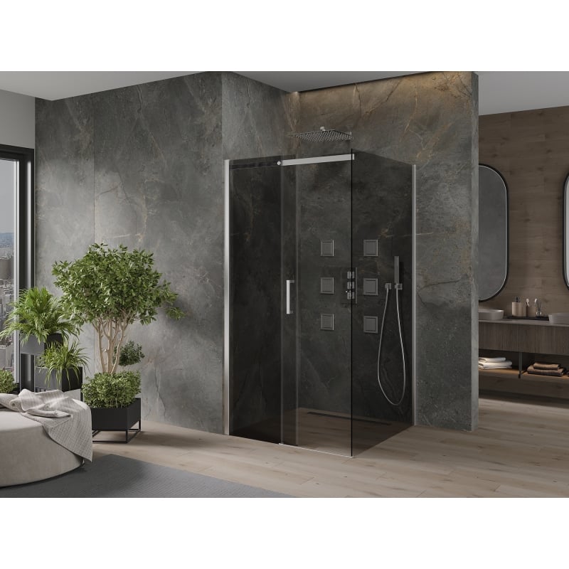 Mexen Omega libisev dušinurk, 100 x 100 cm, grafiit, kroom - 825-100-100-01-40