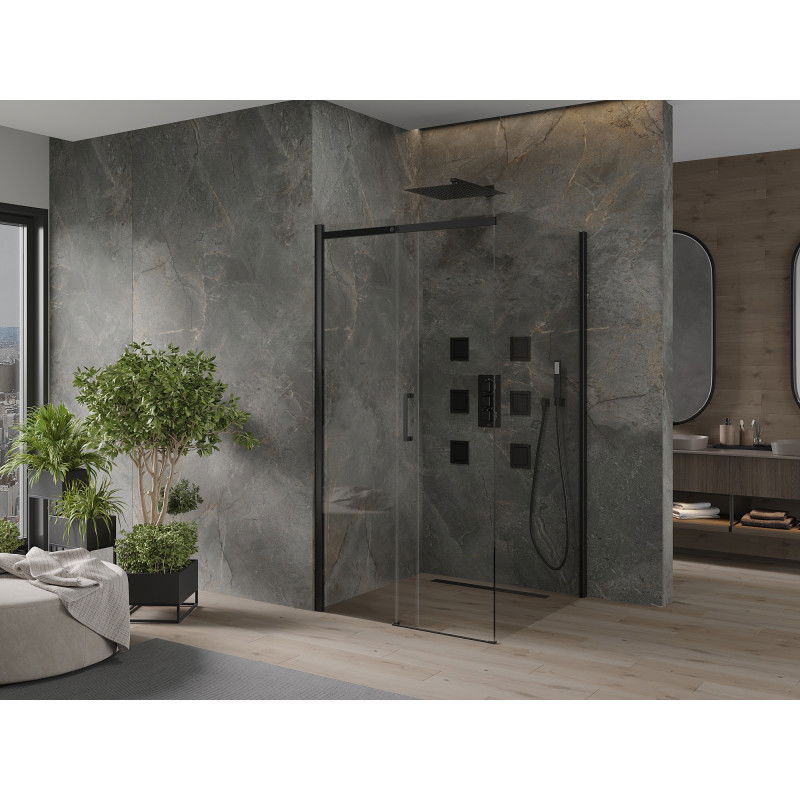 Mexen Omega drsna tuš kabina 100 x 100 cm, prozorna, črna - 825-100-100-70-00