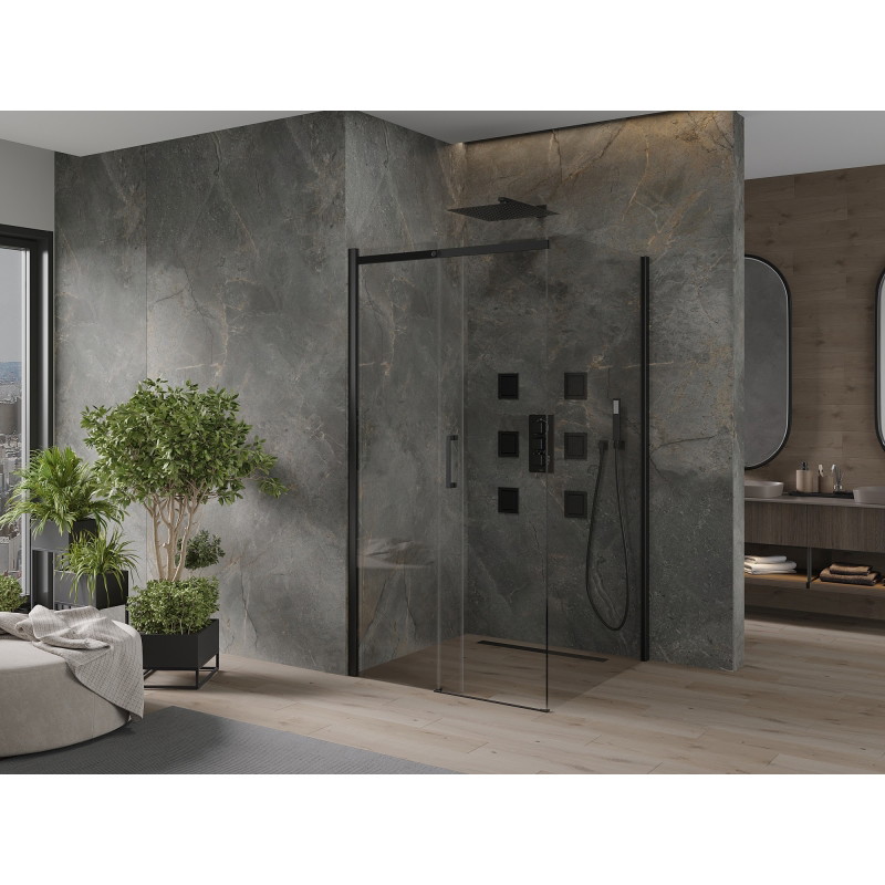 Mexen Omega klizna tuš kabina klizna 100 x 100 cm, prozirna, crna - 825-100-100-70-00