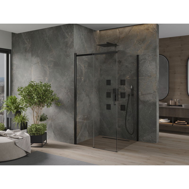 Mexen Omega drsna tuš kabina 100 x 100 cm, prozorna, črna - 825-100-100-70-00