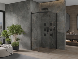 Mexen Omega klizna tuš kabina klizna 100 x 100 cm, prozirna, crna - 825-100-100-70-00