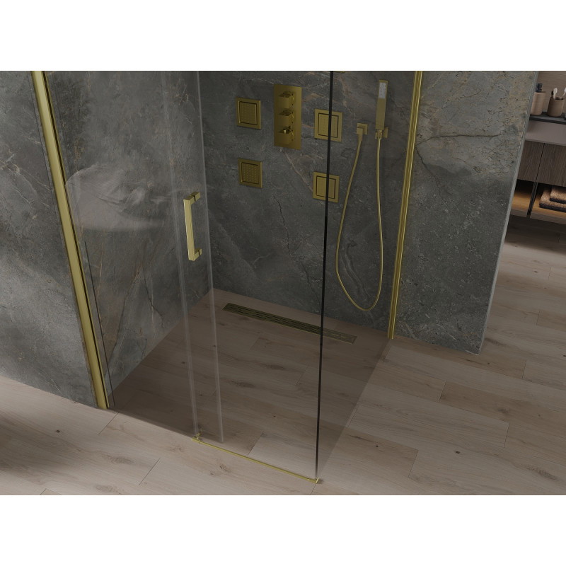 Mexen Omega schuifbare douchecabine 100 x 100 cm, transparant, goud - 825-100-100-50-00