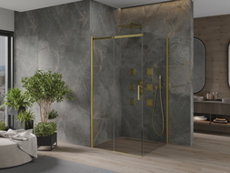 Mexen Omega klizna tuš kabina 100 x 100 cm, prozirna, zlatna - 825-100-100-50-00