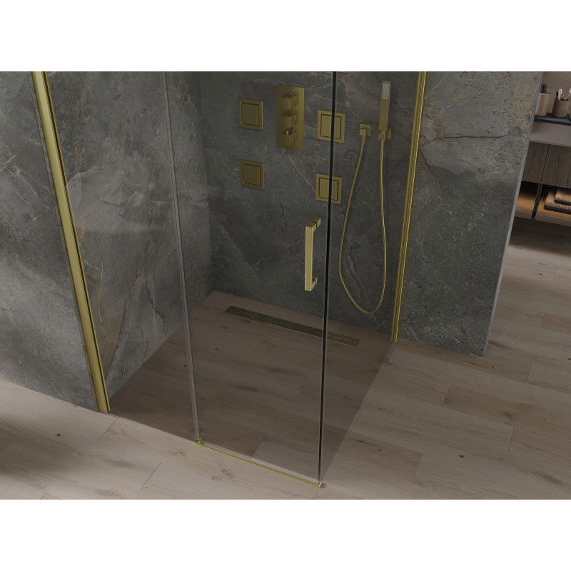 Mexen Omega cabina doccia scorrevole 100 x 100 cm, trasparente, oro - 825-100-100-50-00