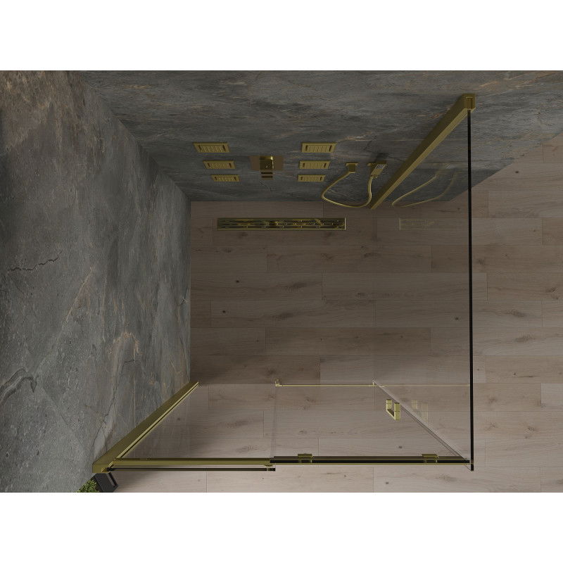 Mexen Omega skjutbar duschkabin 100 x 100 cm, transparent, guld - 825-100-100-50-00