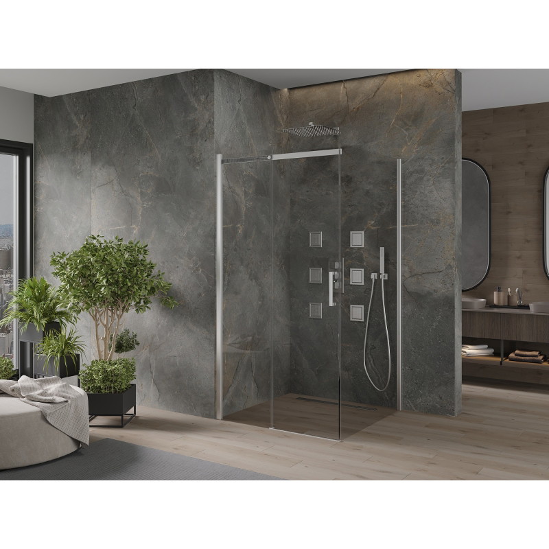 Mexen Omega klizna za tuš na klizanje 100 x 100 cm, prozirna, krom - 825-100-100-01-00