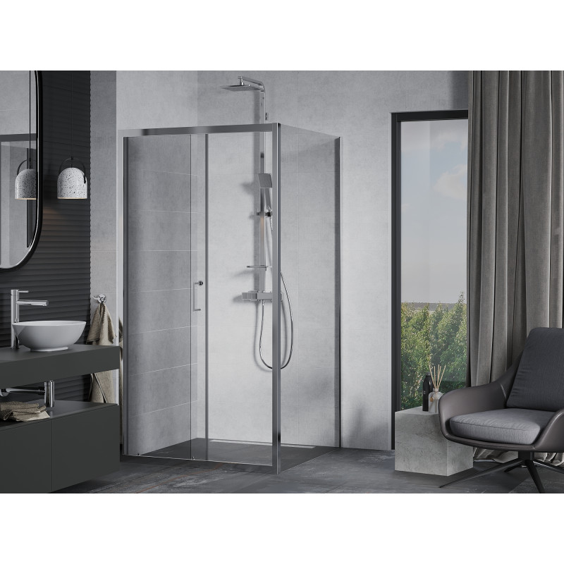 Mexen Apia Schiebetür-Duschkabine 90 x 90 cm, transparent, Chrom - 840-090-090-01-00