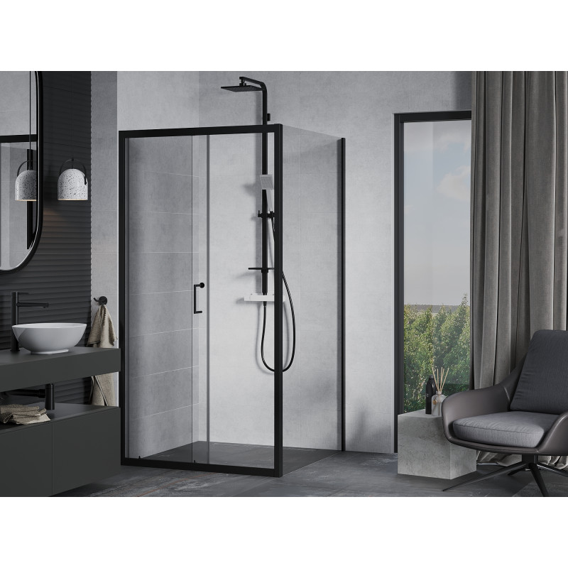 Mexen Apia schuifdouchecabine 90 x 90 cm, transparant, zwart - 840-090-090-70-00