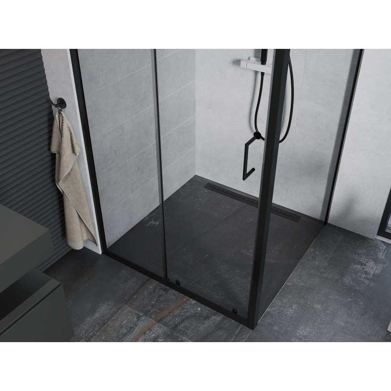 Mexen Apia Schiebetür Duschkabine 90 x 90 cm, transparent, schwarz - 840-090-090-70-00