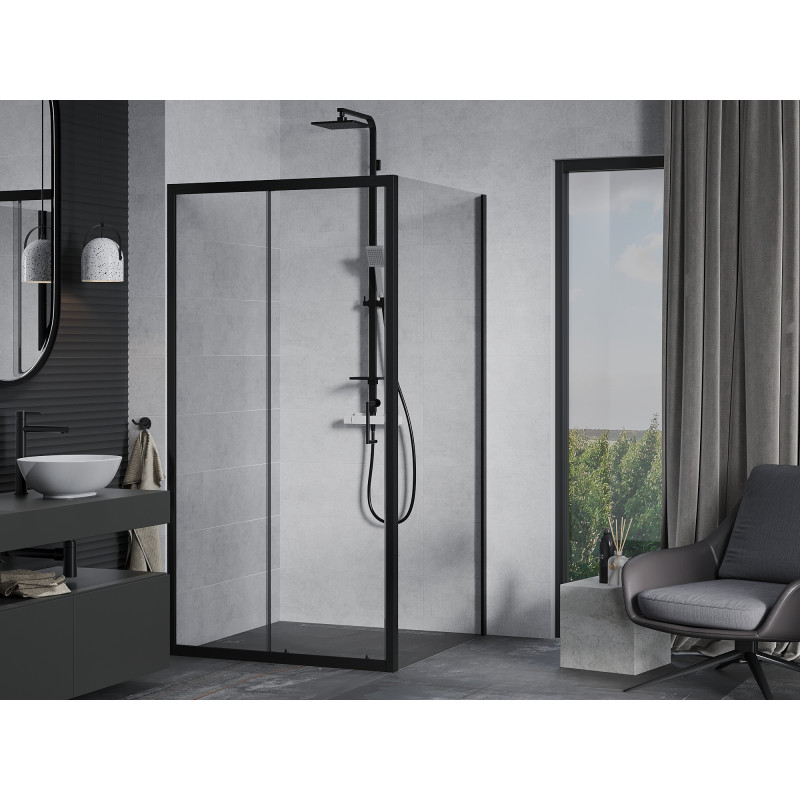 Mexen Apia cabine de douche coulissante 90 x 90 cm, transparente, noire - 840-090-090-70-00