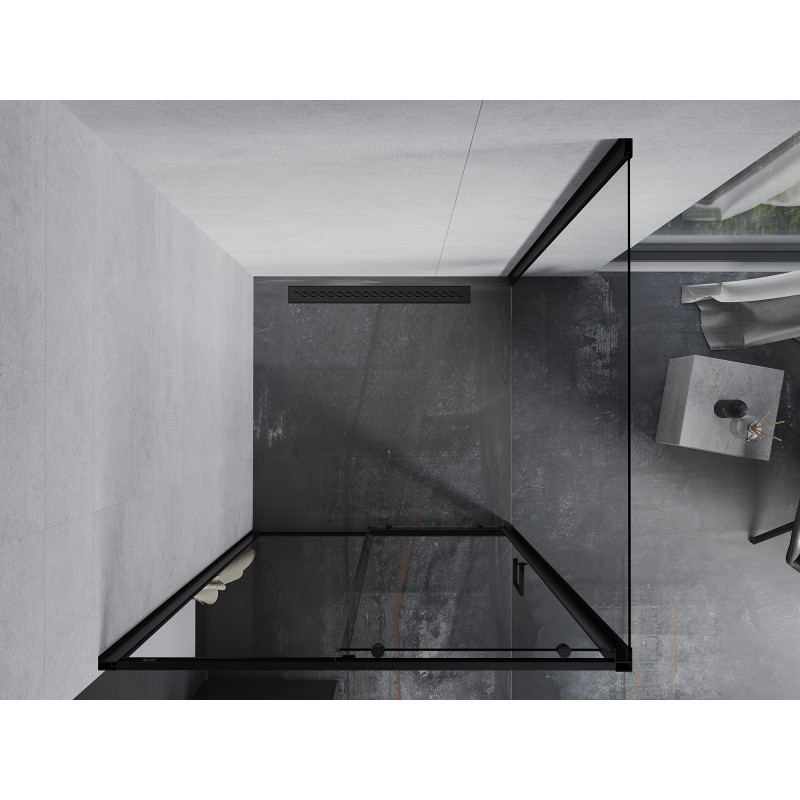 Mexen Apia schuifdouchecabine 90 x 90 cm, transparant, zwart - 840-090-090-70-00
