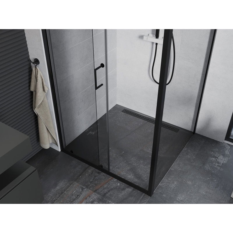 Mexen Apia cabine de douche coulissante 100 x 100 cm, transparente, noire - 840-100-100-70-00