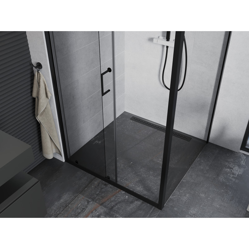Mexen Apia Schiebeduschkabine 100 x 100 cm, transparent, schwarz - 840-100-100-70-00